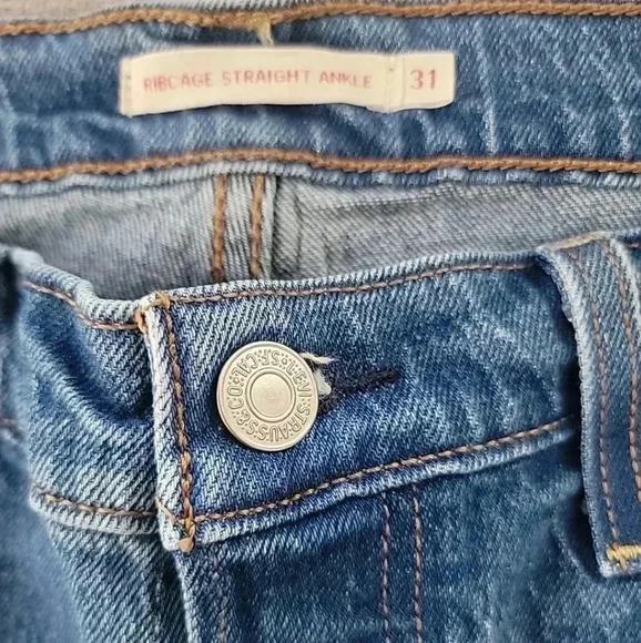 Levi's Premium Ribcage Straight Ankle High Rise Button Fly Jeans Women Size 31 - Picture 4 of 5